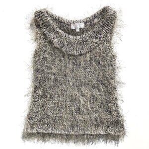 St. John Sport by Marie Gray sleeveless sweater women P silver and gray eyelash